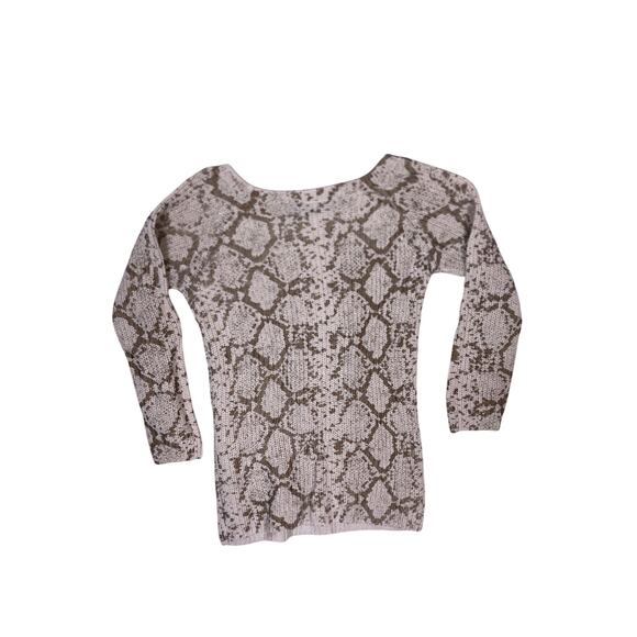 XS Snake Print Stretch Sweater Y2K Tight Long Sleeve Top Funky Skin-Tight Fitted - Picture 4 of 5